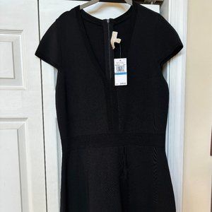 NWT MICHAEL Michael Kors Black Cap Sleeve Knit Dress XL